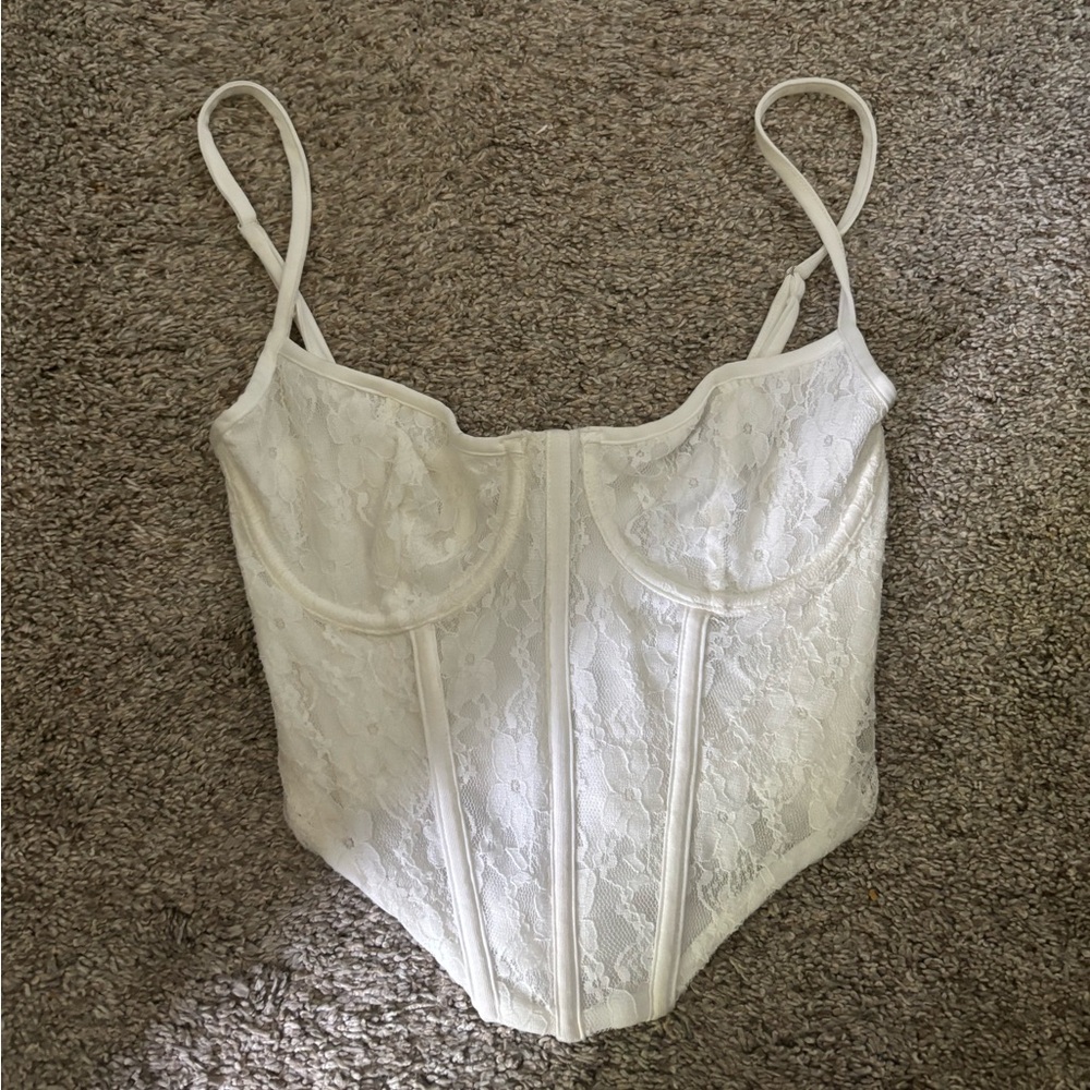 Elegant White Lace Corset Crop Top